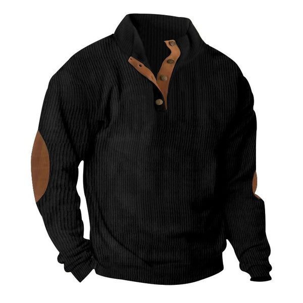 The Captain — Corduroy Quarter-Button — Black